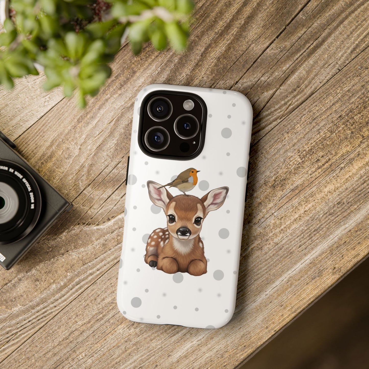 Rotkehlchen mit Rehkitz iPhone & Google Pixel Tiermotiv Handyhülle - Tierisch guter Schutz
