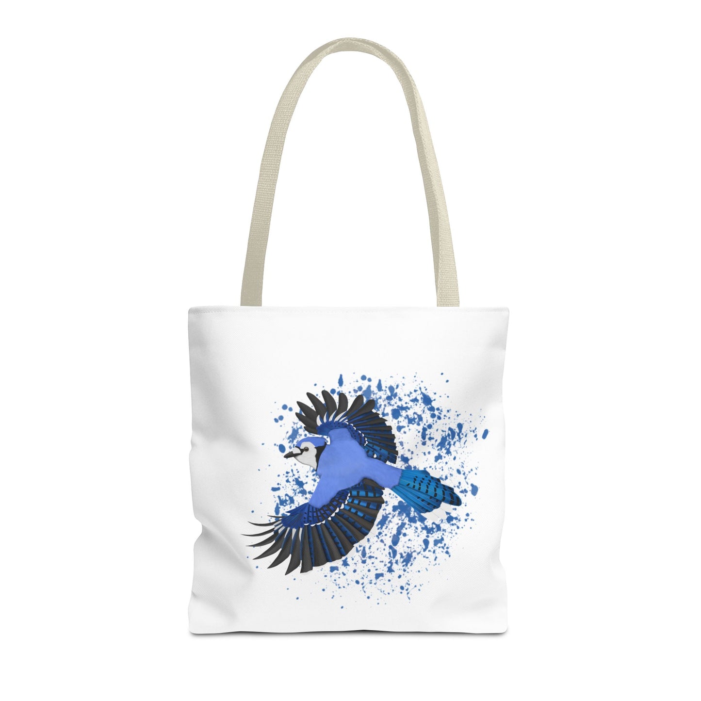 Blauhäher Tragetasche 40x40cm Vogel Tasche Weiß für Vogelbeobachter