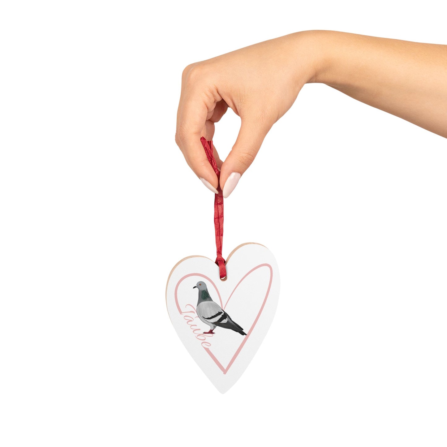 Taube Ornament Herz aus Holz mit Vogelmotiv für Vogelfreunde