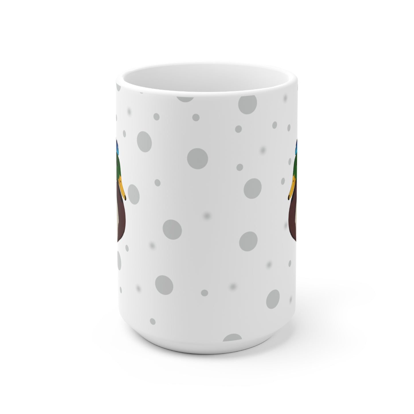 Ente mit Schmetterlingen Vogel Tasse Punkte Grau