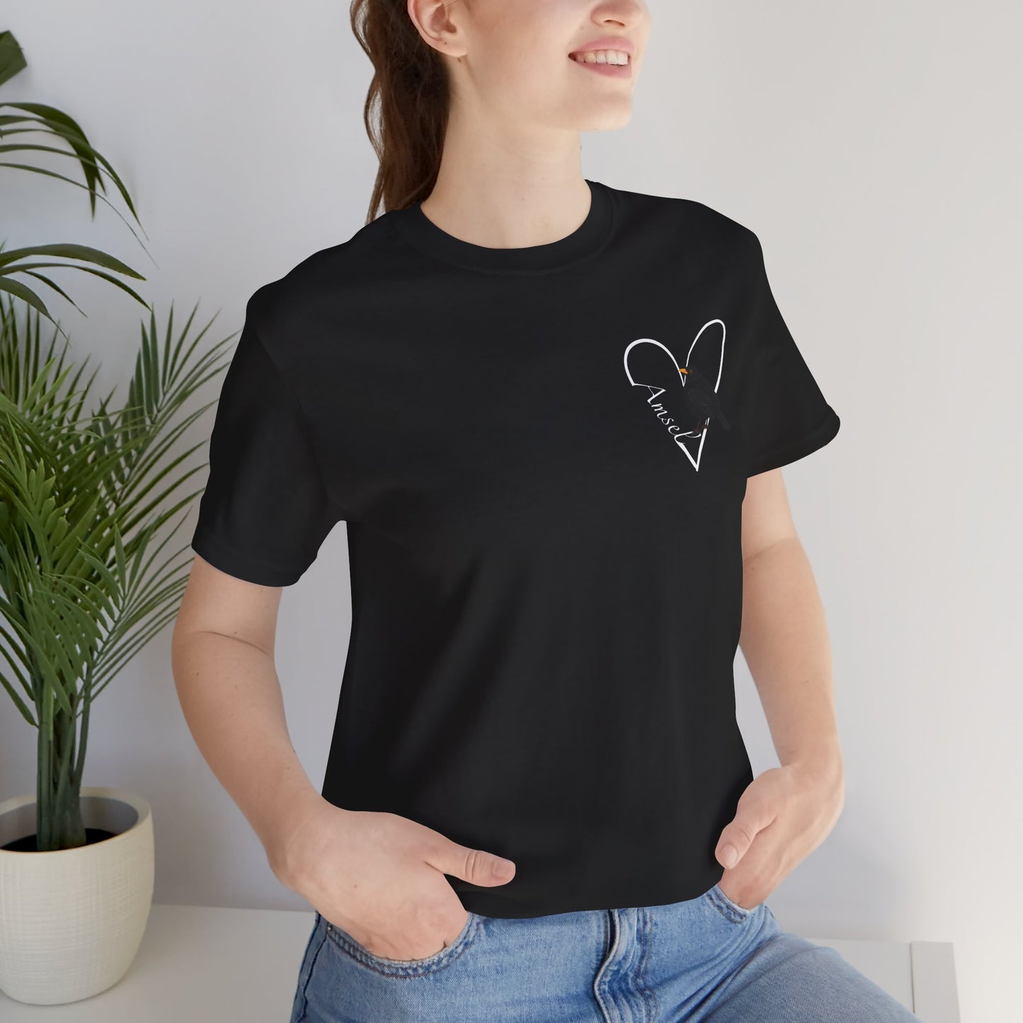 Amsel Vogel Singvogel T-Shirt mit Herz