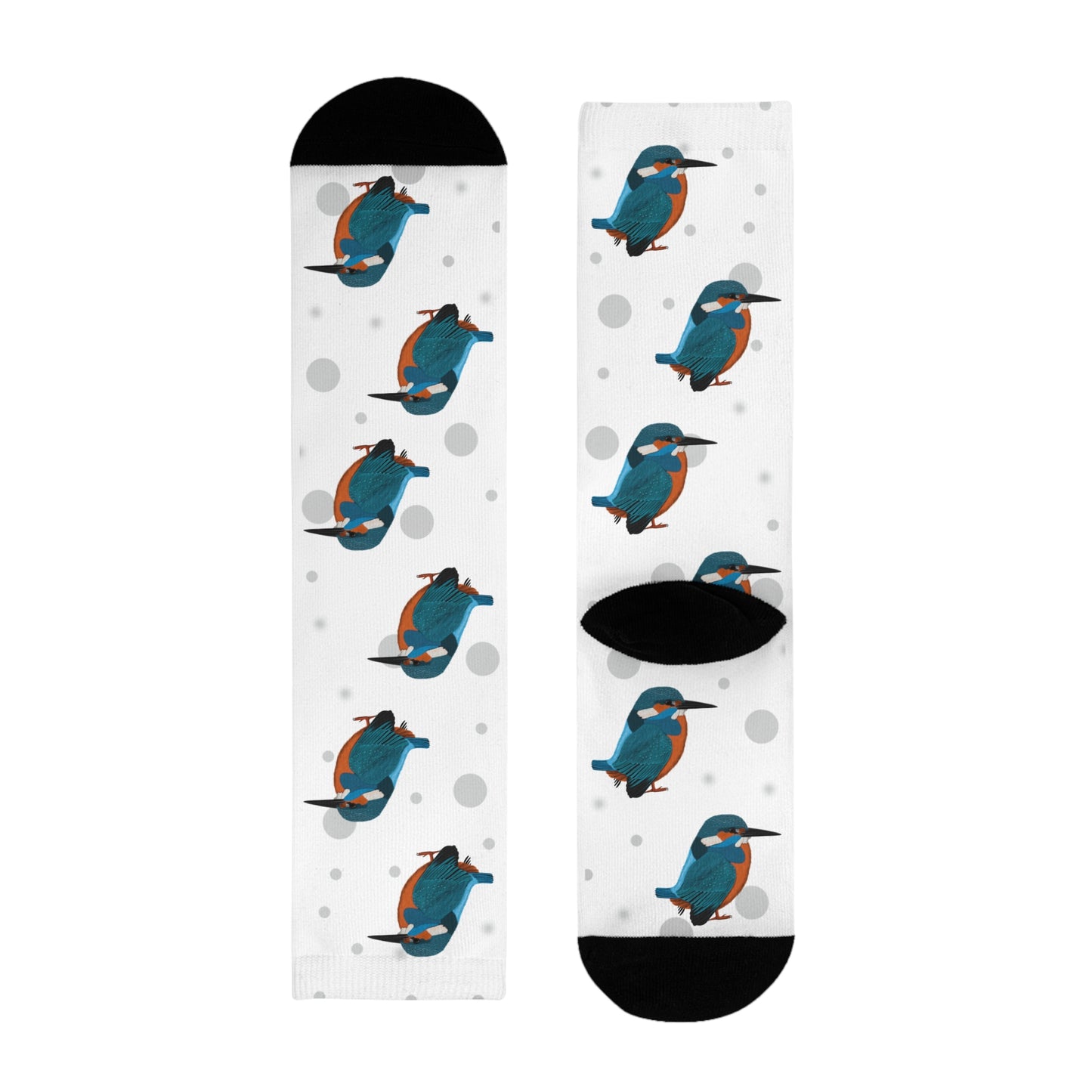 Eisvogel Socken Vogelsocken Weiß mit Grauen Punkten