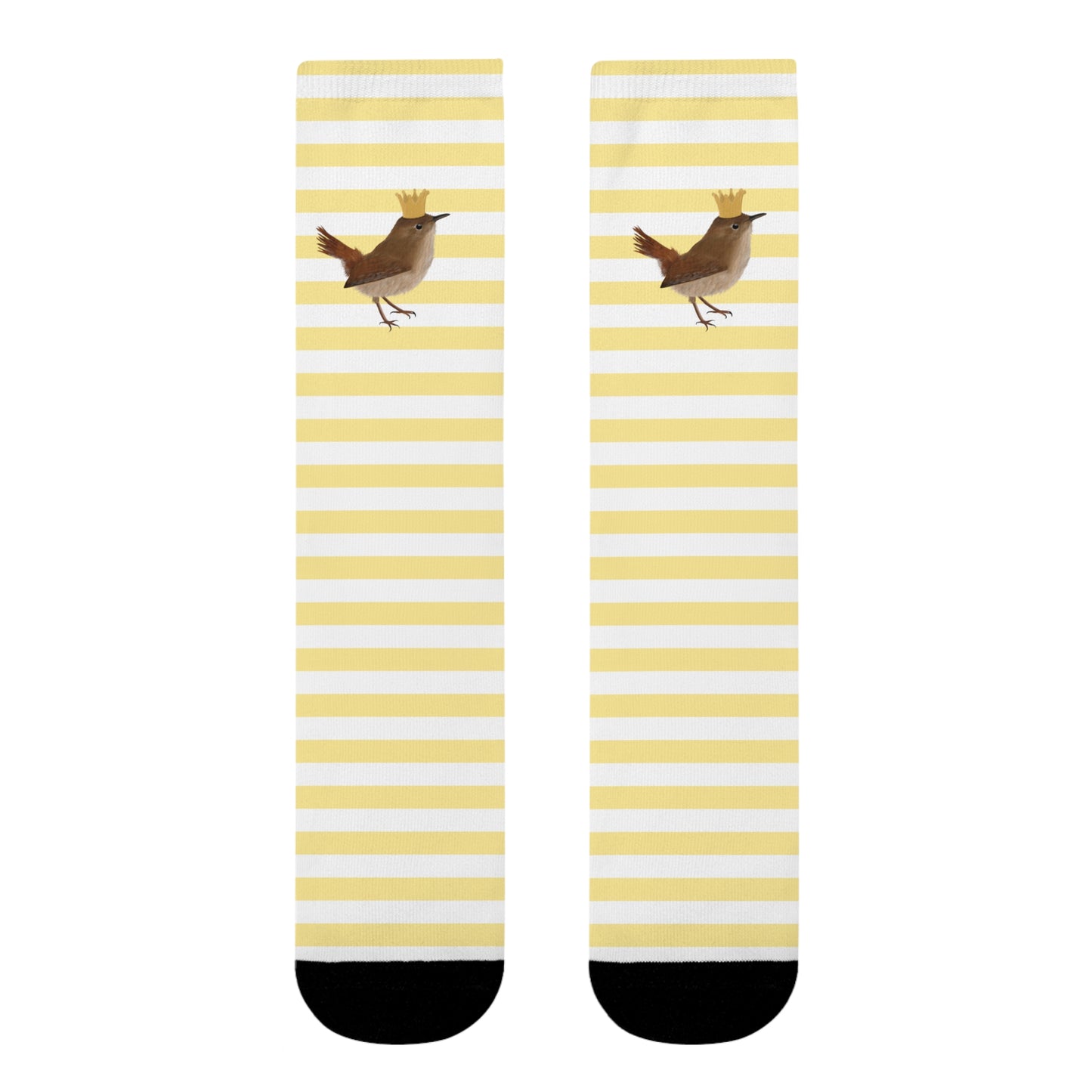 Zaunkönig mit Krone Vogel Socken mit Gold Weißen Streifen für Vogelfreunde & Vogelbeobachter