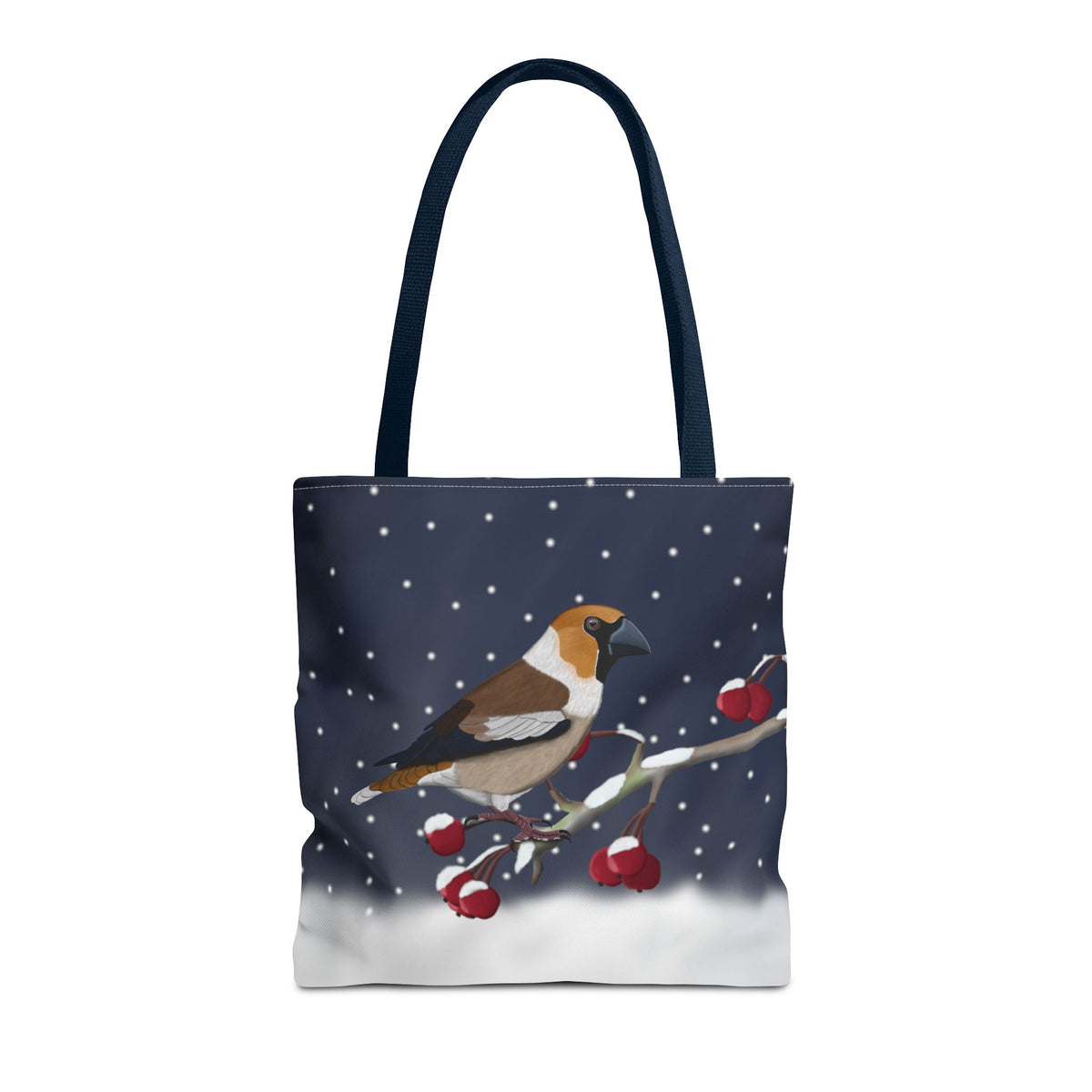 Kernbeißer auf einem Ast im Schnee Vogel Tragetasche – Accessories,