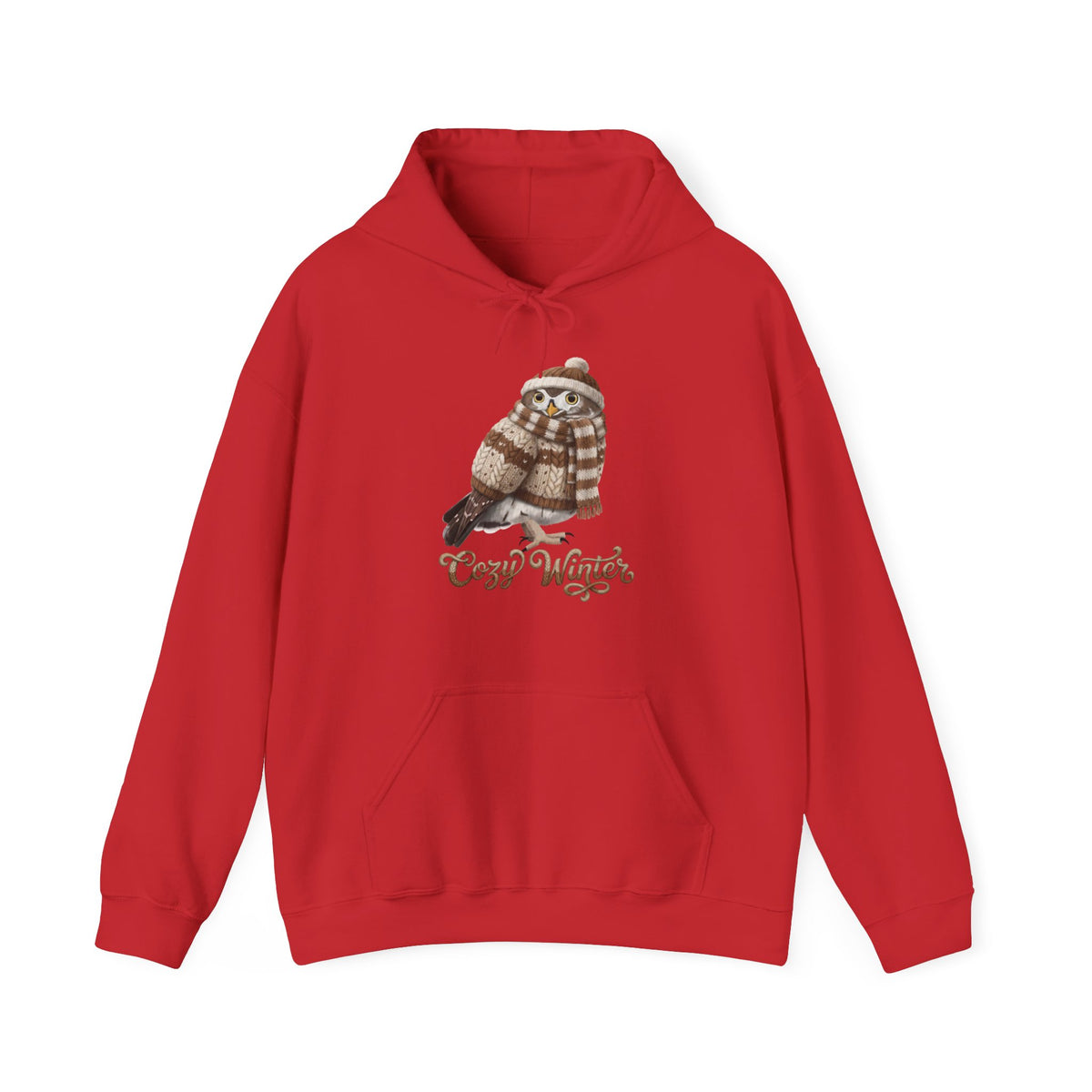 Eule mit Strickmütze Cozy Winter Hoodie - Vogel Kapuzenpullover für Vogelbeobachter & Naturliebhaber Vogelmotiv – artistic apparel,
