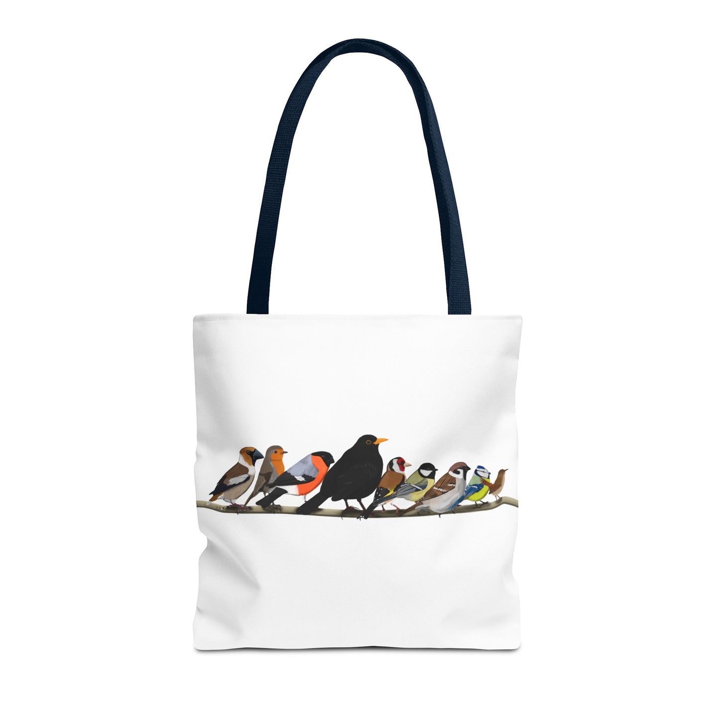 Gartenvögel auf einem Ast Tragetasche 40x40cm Amsel Rotkehlchen Zaunkönig Vogel Tasche