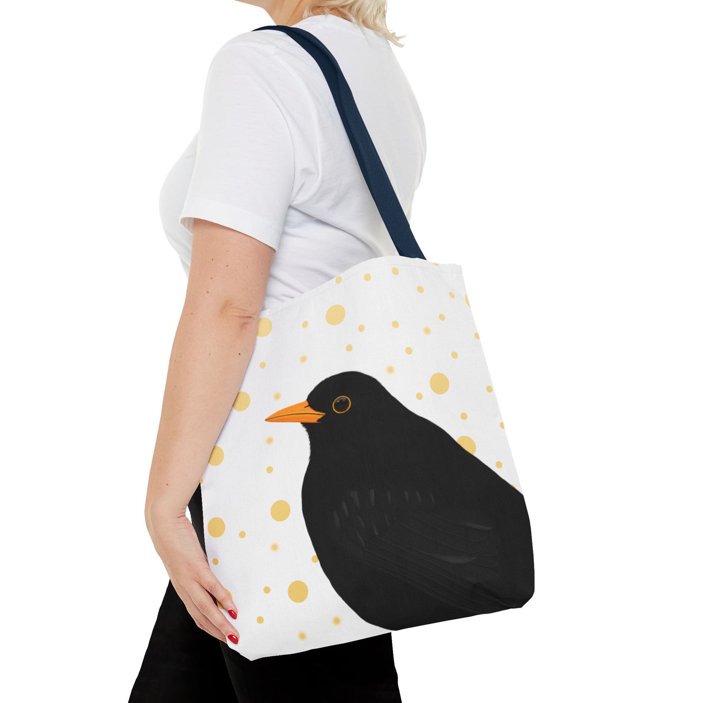 Amsel mit Goldenen Punkten Vogel Tragetasche 40x40cm