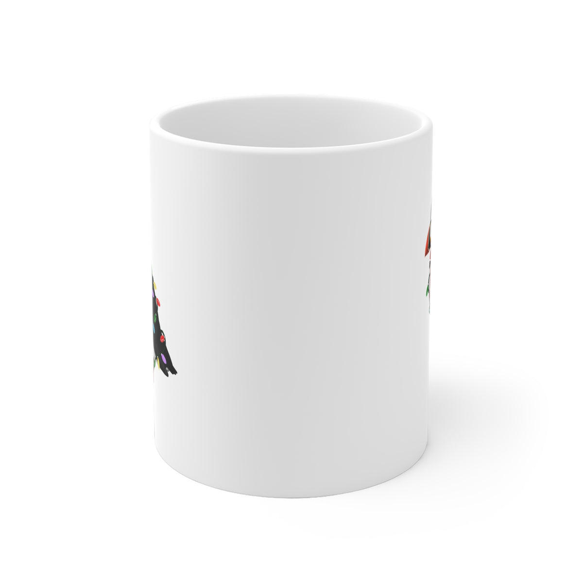 Papageitaucher Tasse – Vogel als Weihnachtsmann mit Lichterkette Weiß für Vogelfreunde