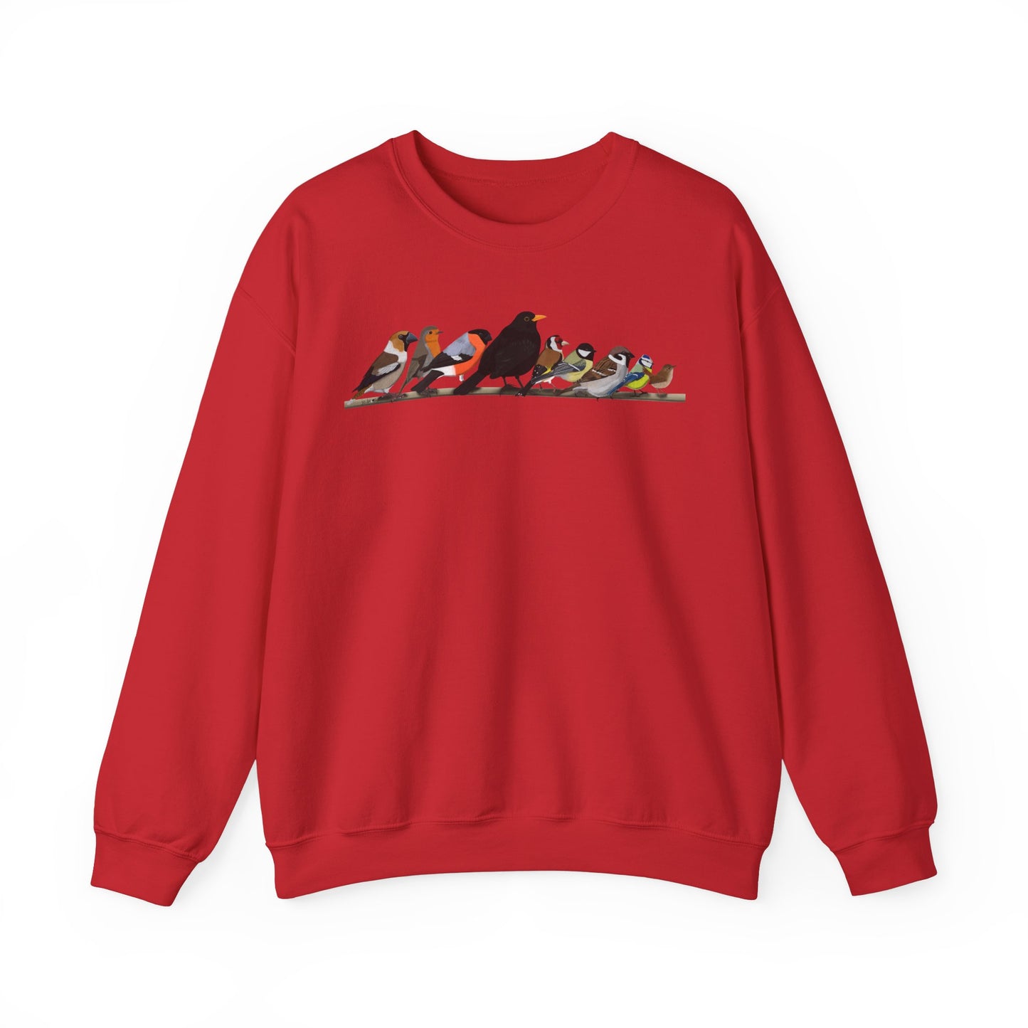 Rotkehlchen, Stieglitz, Zaunkönig und Amsel Sweatshirt Vogelmotiv in Dark Heather