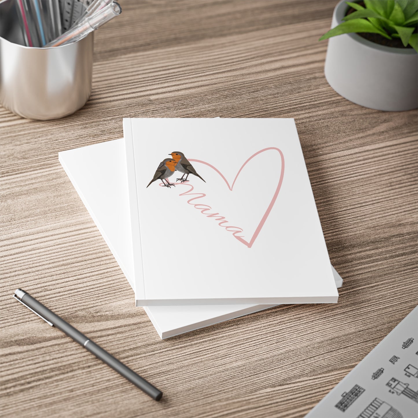 Rotkehlchen Paper products mit a5 notebook Hintergrund