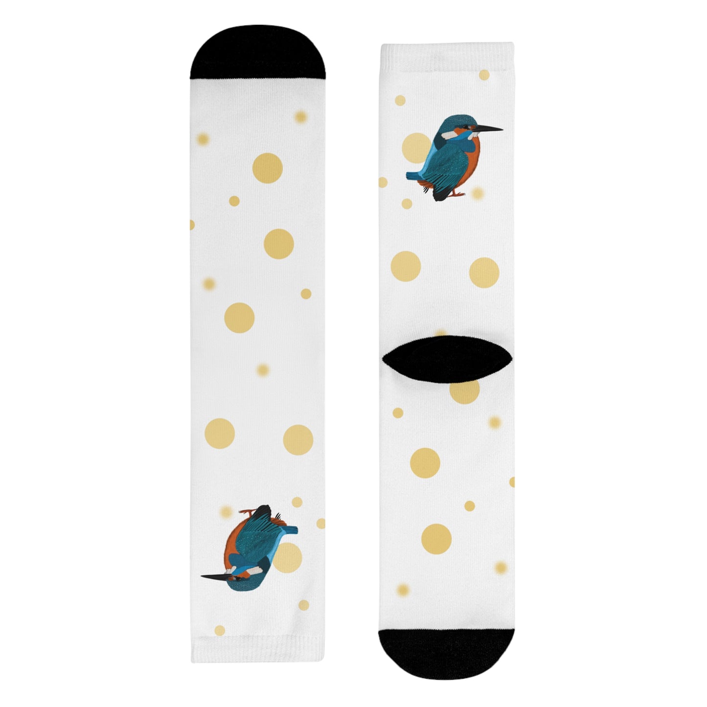 Eisvogel Vogel Socken mit Goldenen Punkten für Vogelfreunde & Vogelbeobachter Weiß