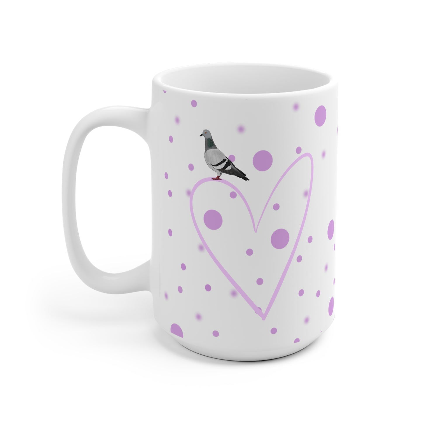 Taube mit Herz Valentinstag Vogel Tasse Punkte Rosa