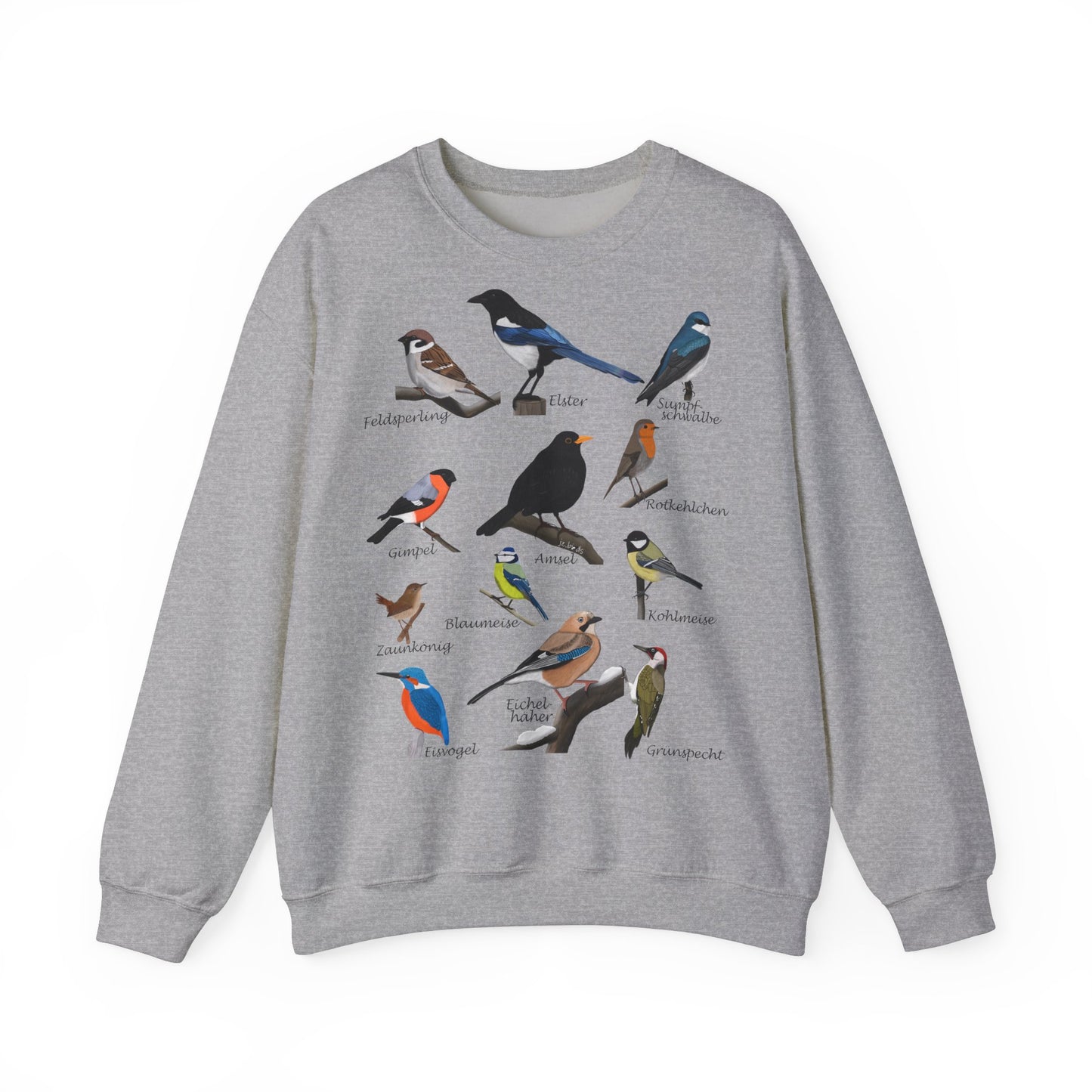 Rotkehlchen, Eisvogel und Amsel Sweatshirt Vogelmotiv – Animal Graphic Tee Casual Everyday Wear Stil