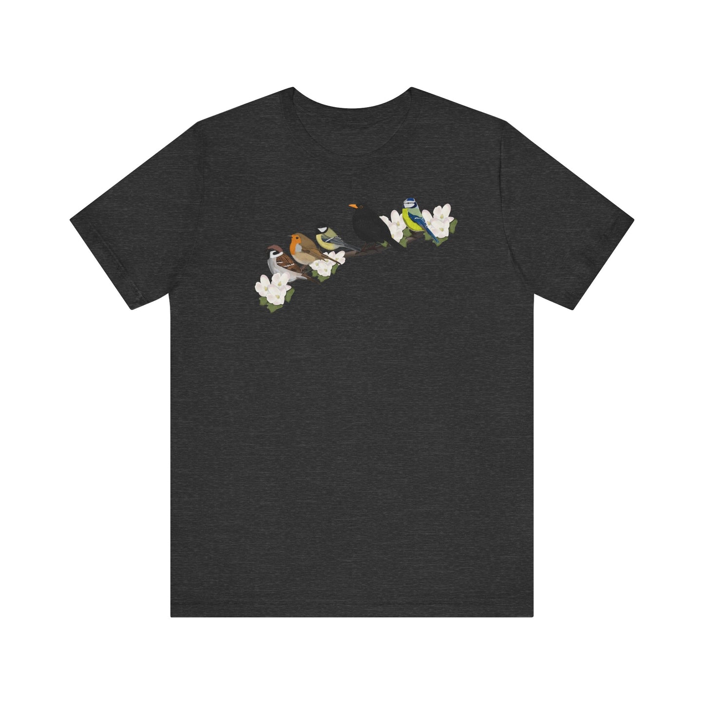 Rotkehlchen, Amsel und Spatz T-Shirt mit bird graphic tee Hintergrund
