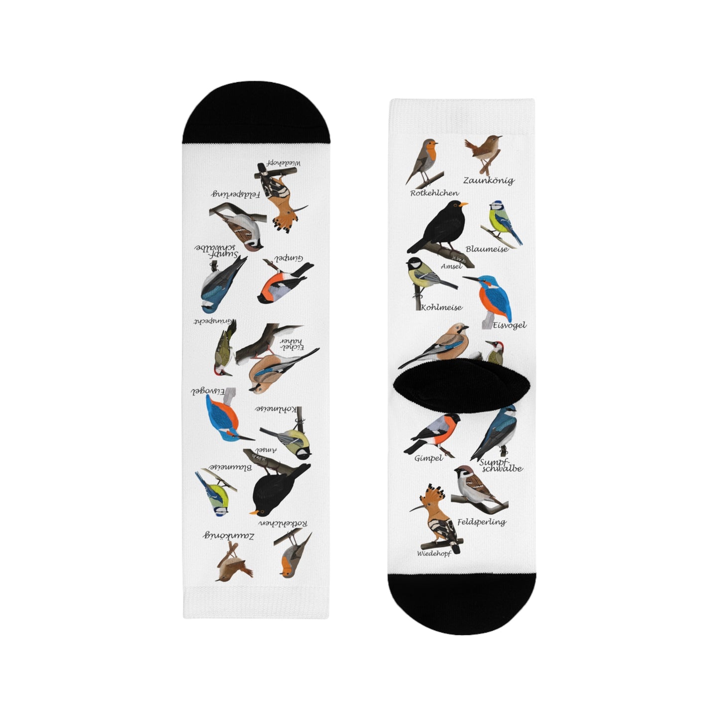 Gartenvögel Amsel Rotkehlchen Blaumeise Wiedehopf Vogel Socken für Vogelfreunde & Vogelbeobachter Weiß