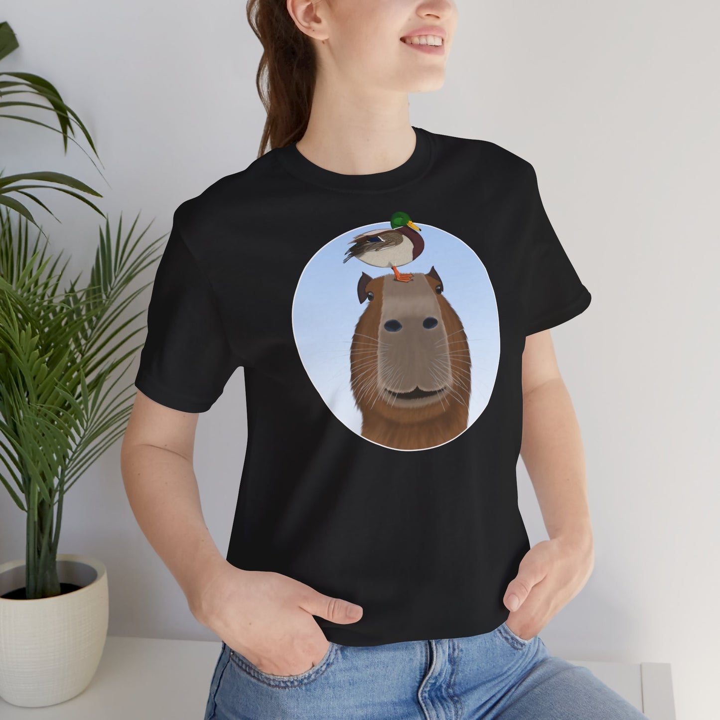 Capybara mit Ente Lustiges Vogel T-Shirt