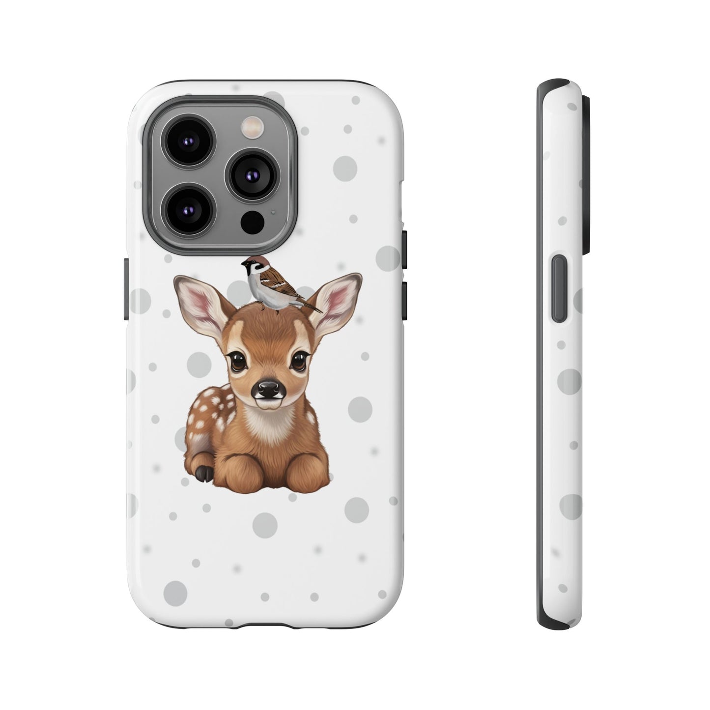 Feldsperling mit Rehkitz iPhone & Google Pixel Tiermotiv Handyhülle - Tierisch guter Schutz
