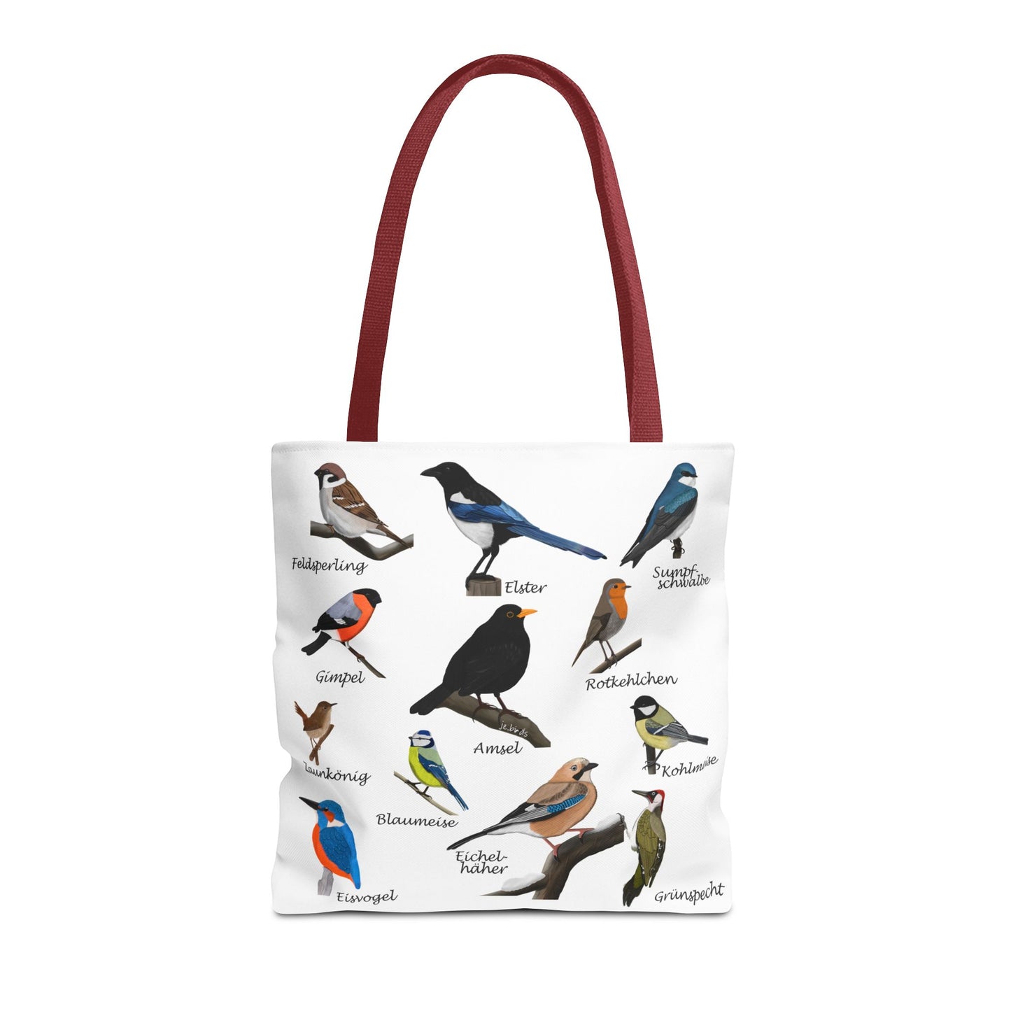 Gartenvögel Tragetasche 40x40cm Amsel Rotkehlchen Blaumeise Vogel Tasche