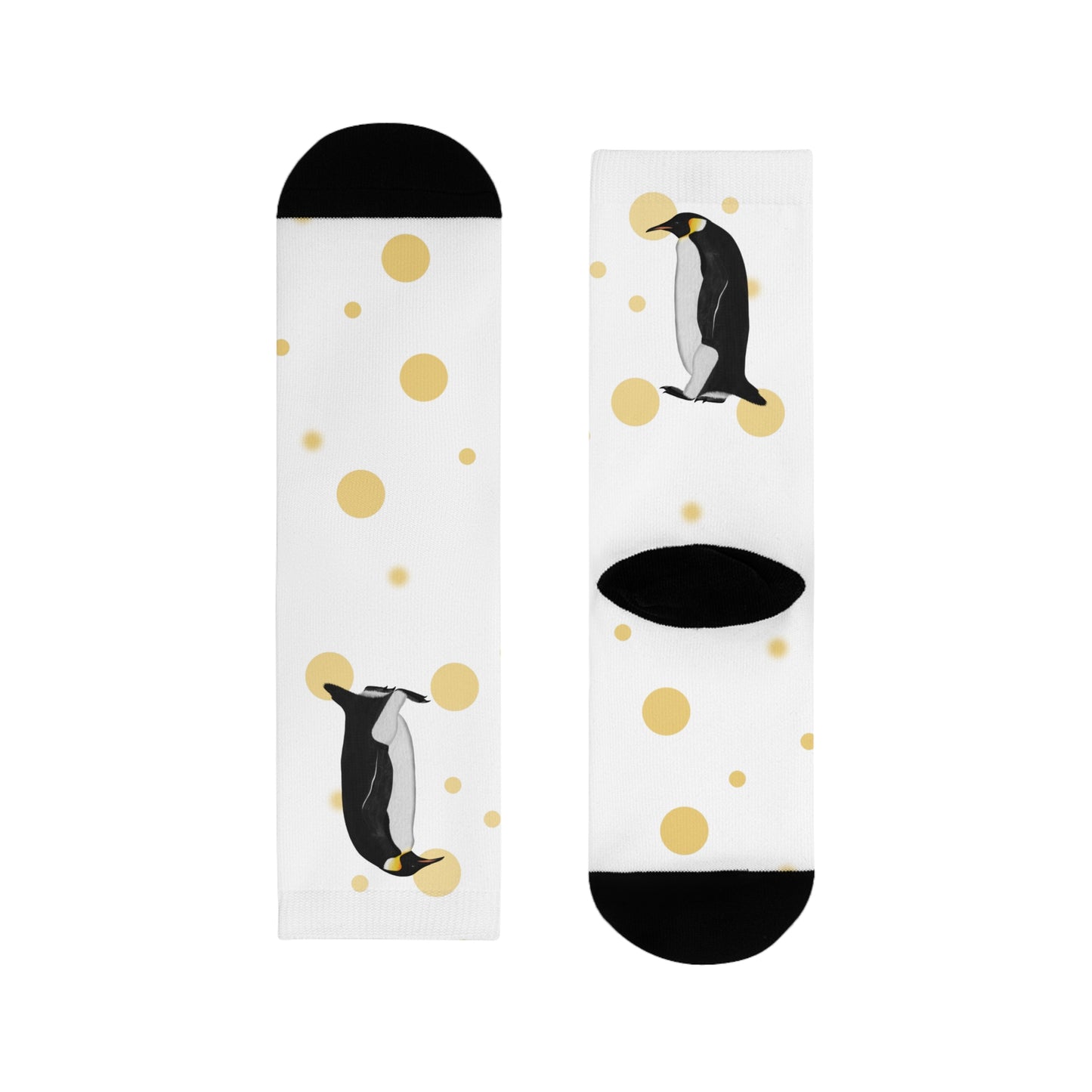 Pinguin Vogel Socken mit Goldenen Punkten für Vogelfreunde & Vogelbeobachter Weiß