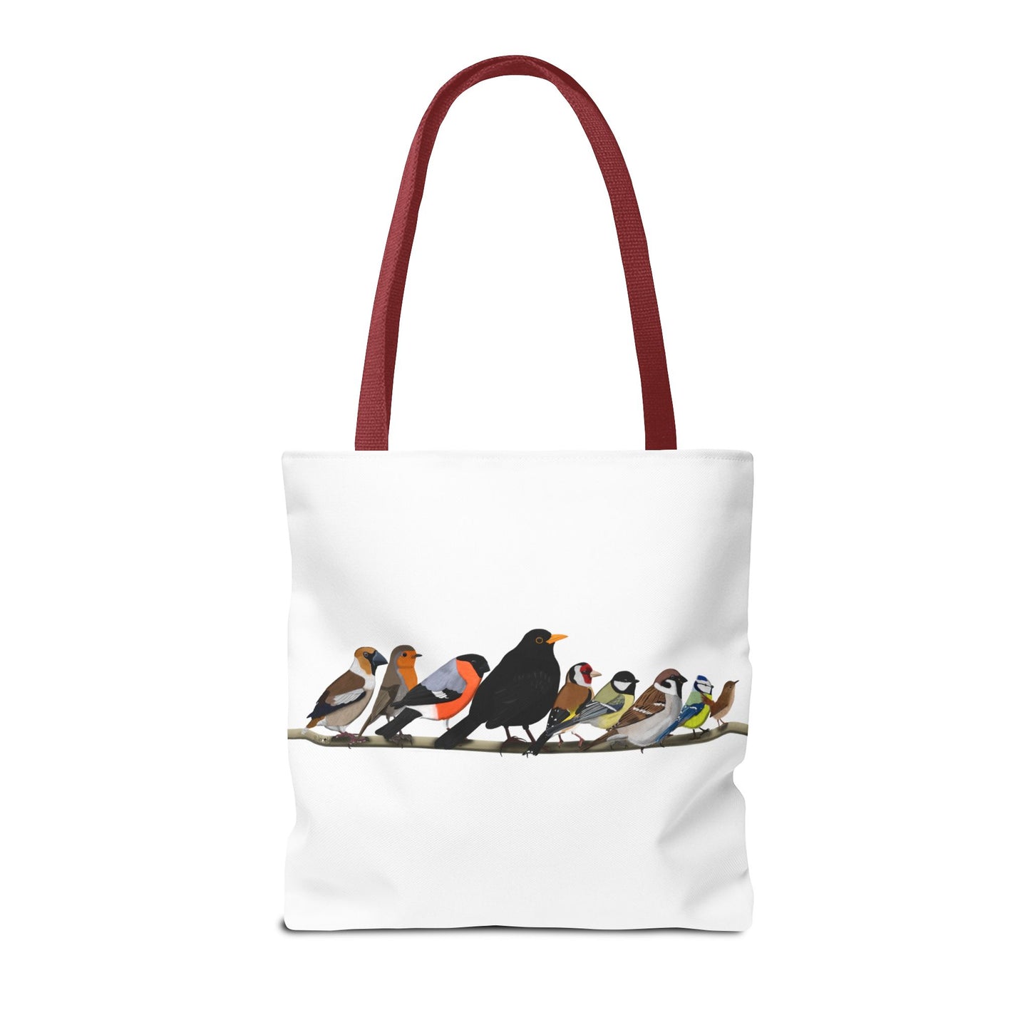 Gartenvögel auf einem Ast Tragetasche 40x40cm Amsel Rotkehlchen Zaunkönig Vogel Tasche