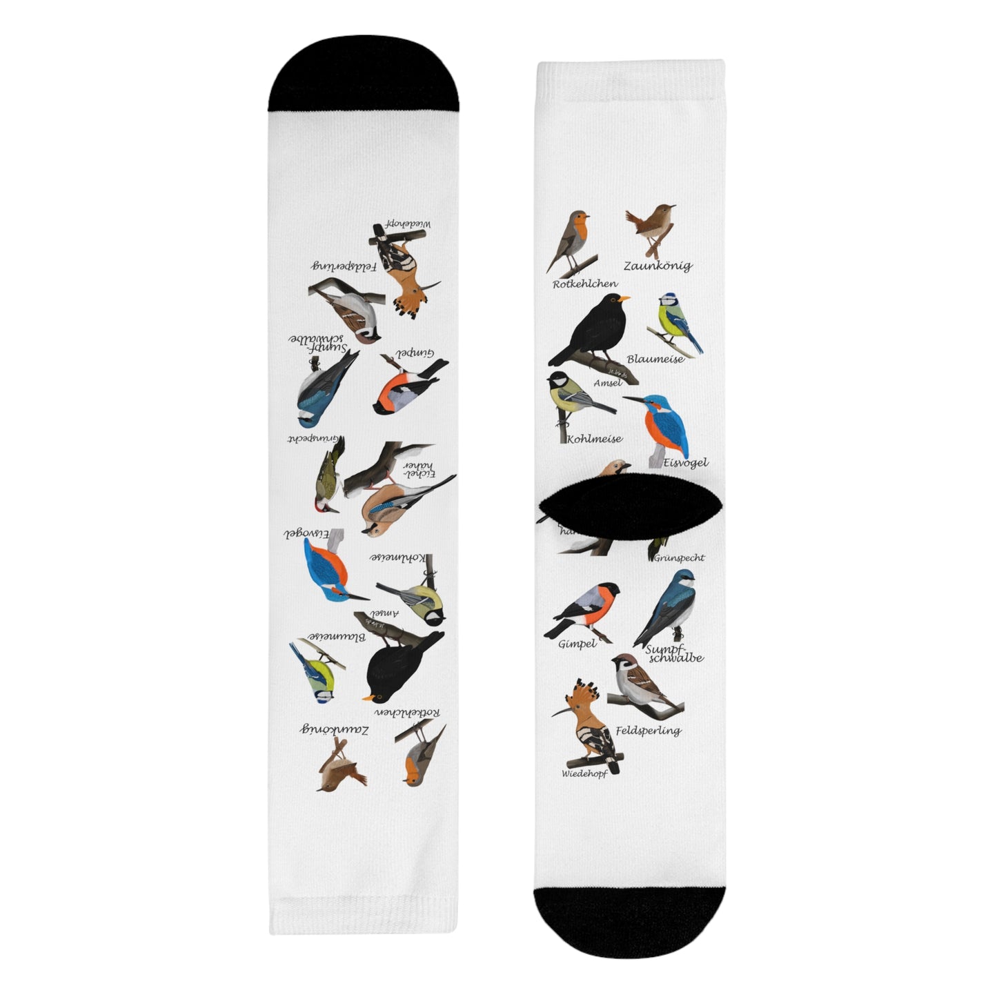 Gartenvögel Amsel Rotkehlchen Blaumeise Wiedehopf Vogel Socken für Vogelfreunde & Vogelbeobachter Weiß