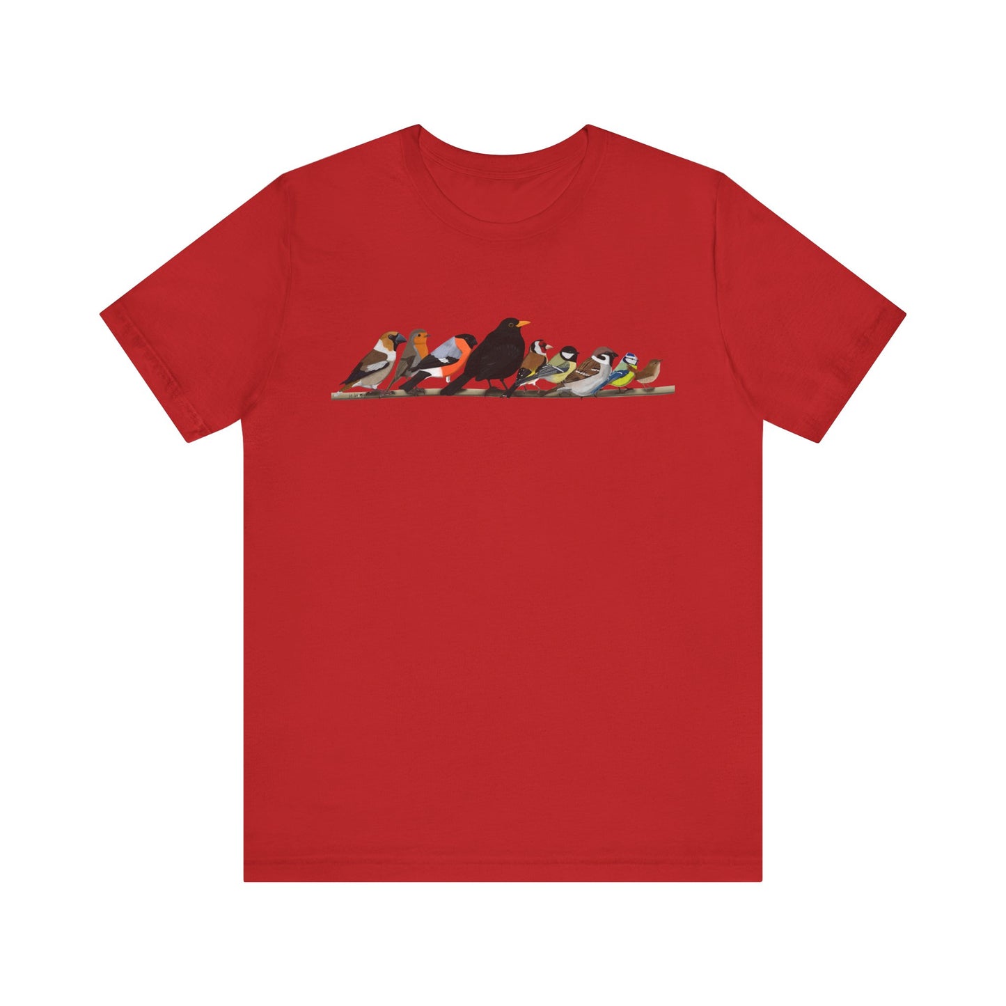 Amsel Rotkehlchen Blaumeise Zaunkönig auf einem Ast Vogel T-Shirt für Vogelfreunde und Vogelbeobachter
