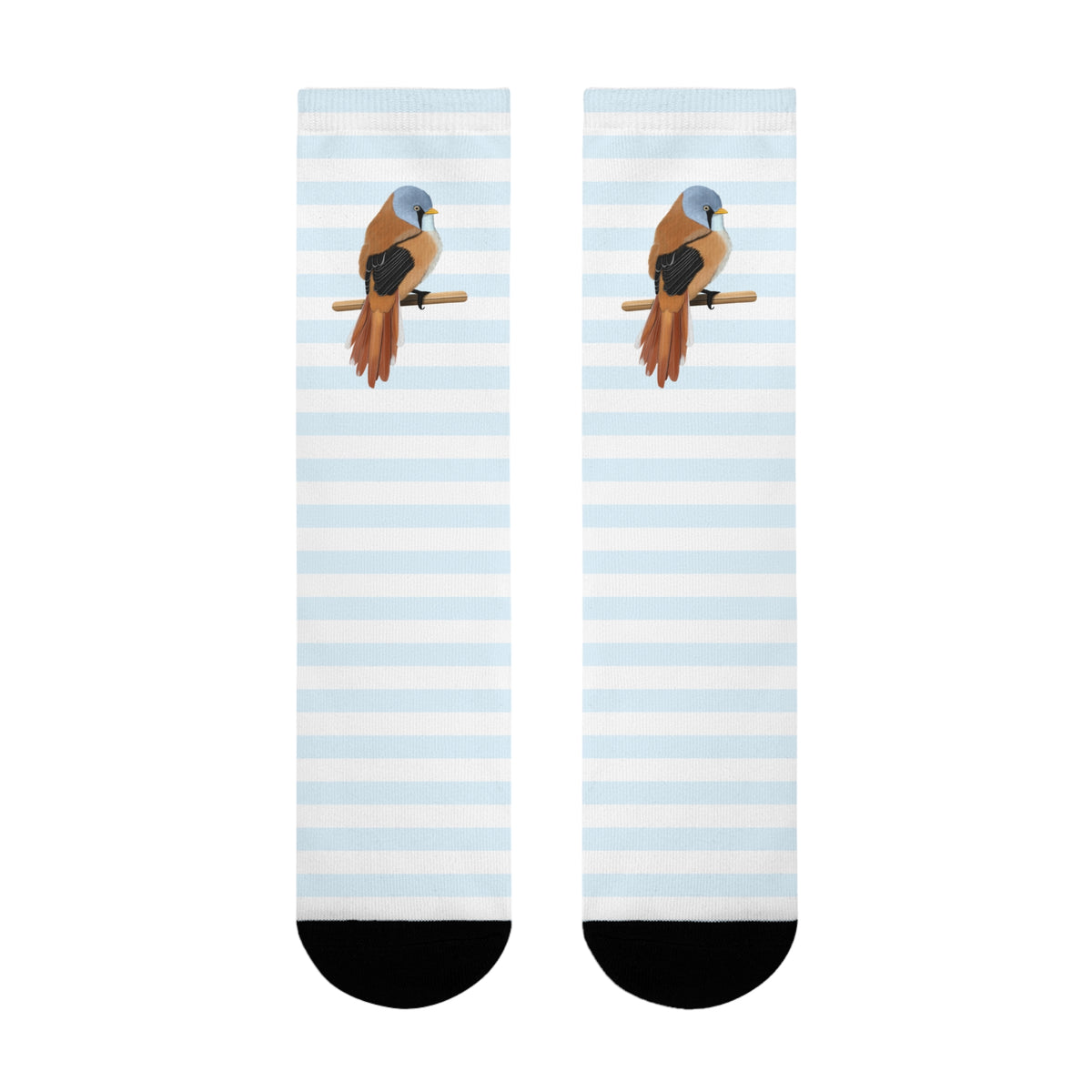 Bartmeise Vogel Socken mit Blau Weißen Streifen für Vogelfreunde & Vogelbeobachter – Accessories,