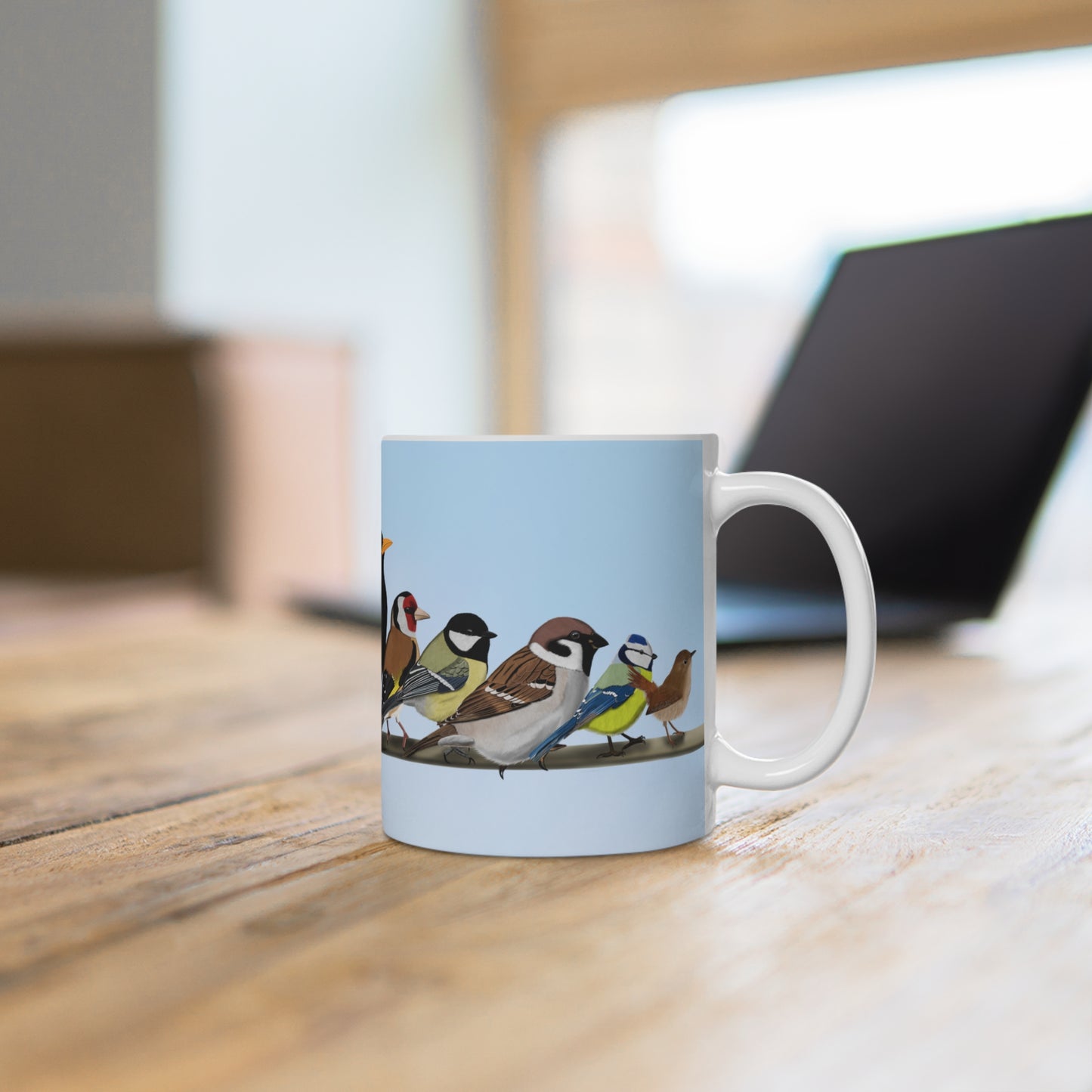 Gartenvögel Amsel Rotkehlchen Blaumeise Zaunkönig Vogel Tasse – 11 oz,