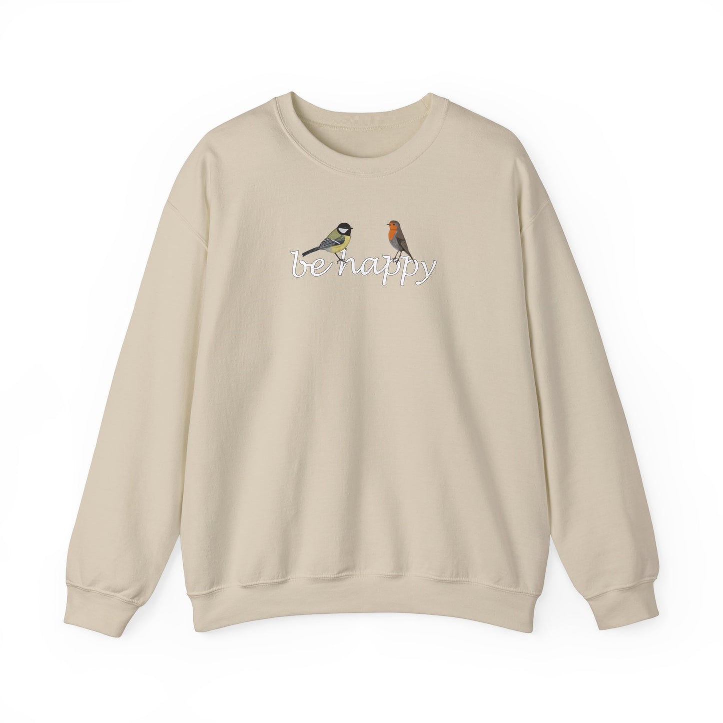 Rotkehlchen und Kohlmeise Sweatshirt Vogelmotiv in Black