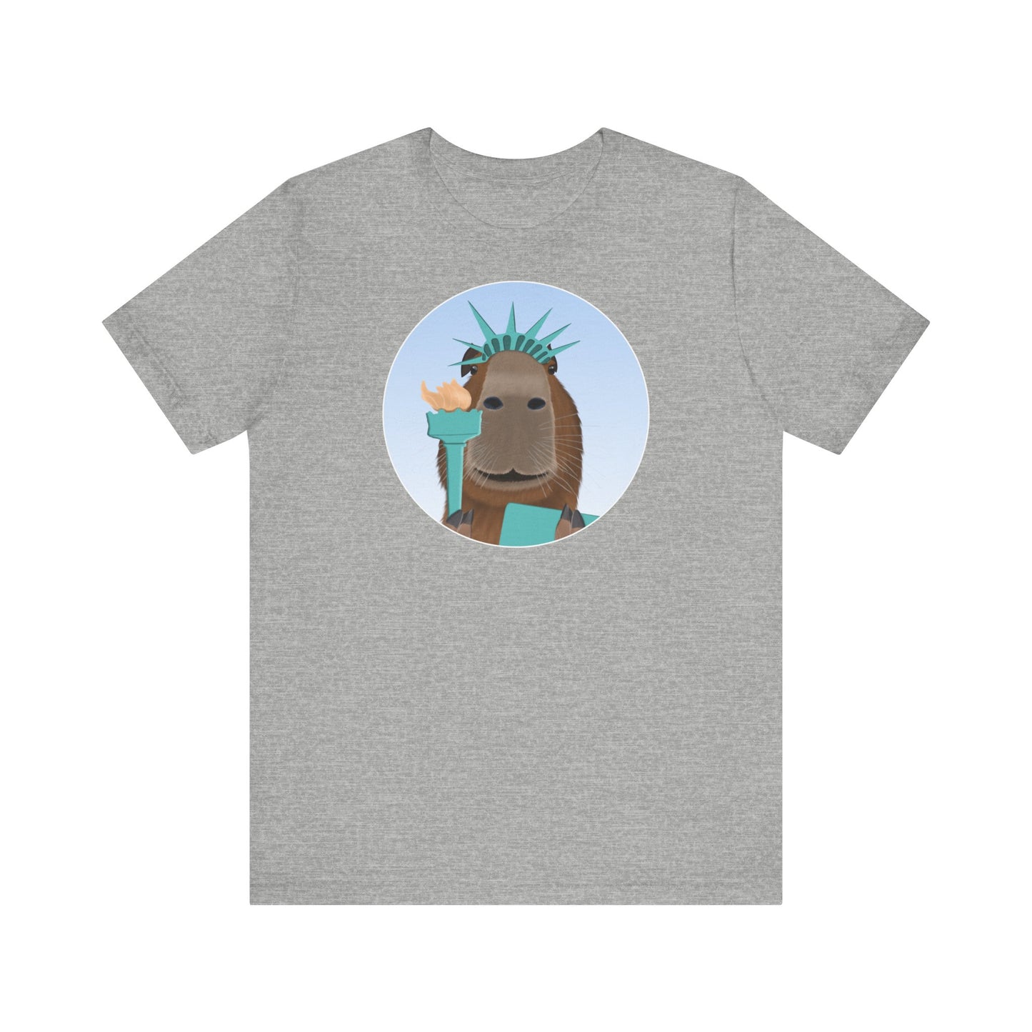 Capybara als Freiheitsstatue mit Krone und Tafel Lustiges T-Shirt für Capybara-Freunde