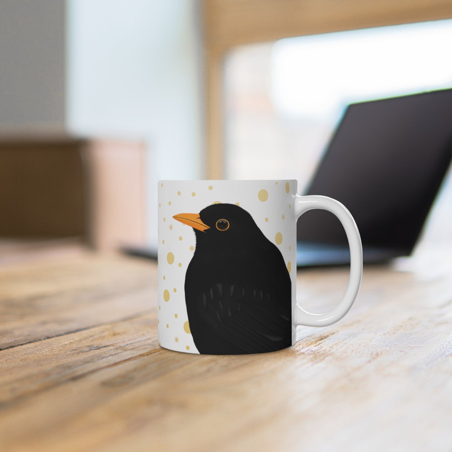 Amsel mit Goldenen Punkten Vogel Tasse – 11 oz,