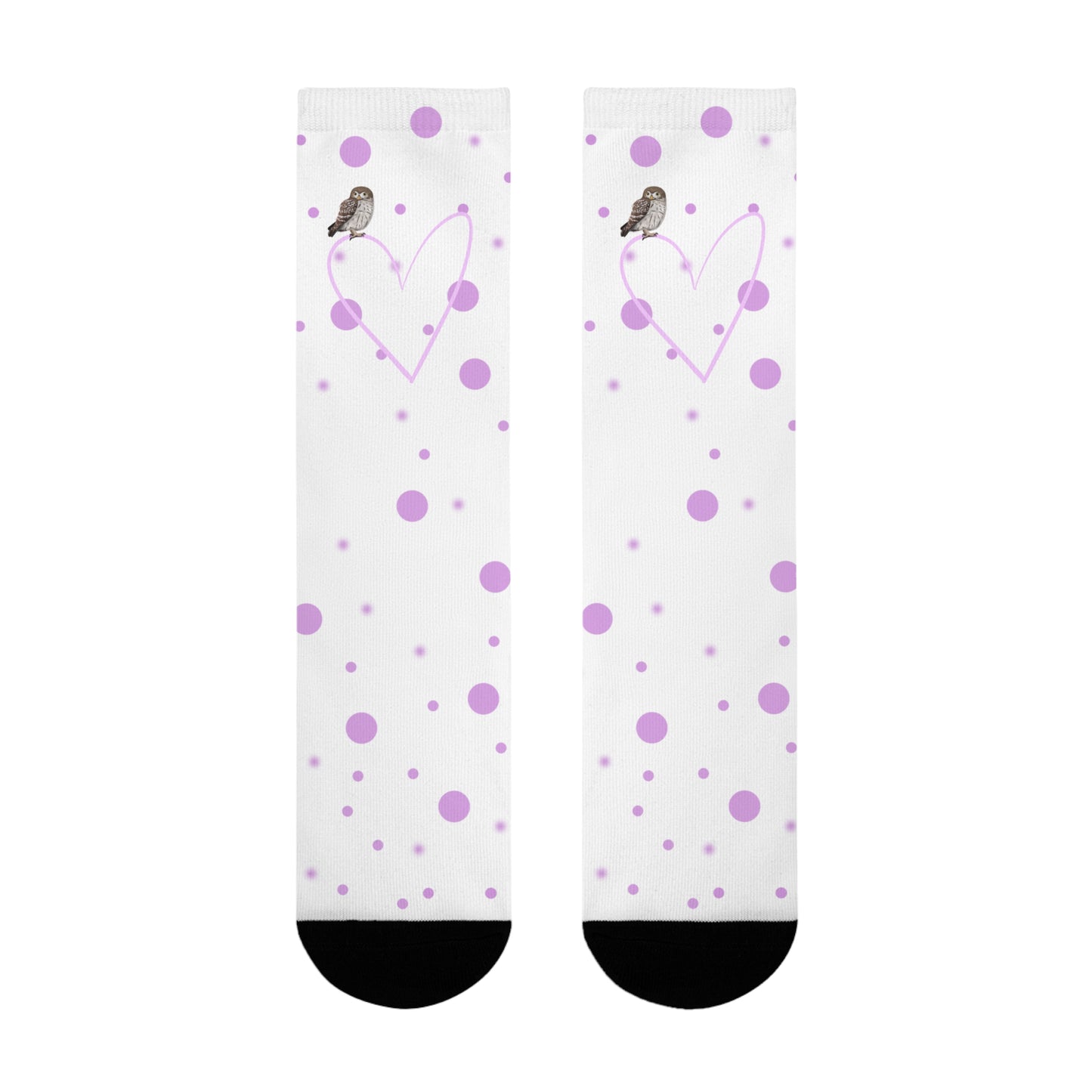 Eule Vogel Socken mit Rosa Herz und Punkten Valentinstag