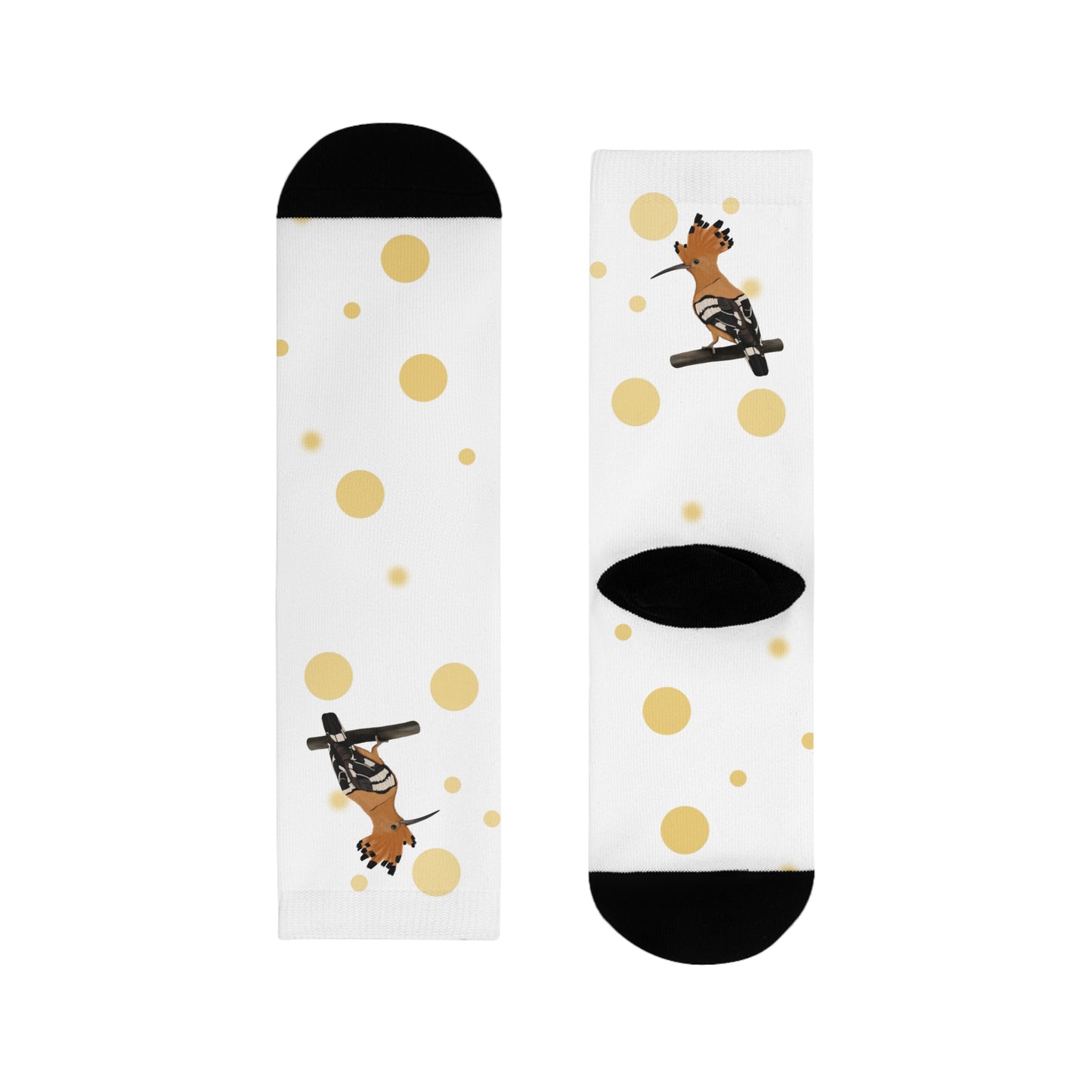 Wiedehopf Vogel Socken mit Goldenen Punkten für Vogelfreunde & Vogelbeobachter Weiß