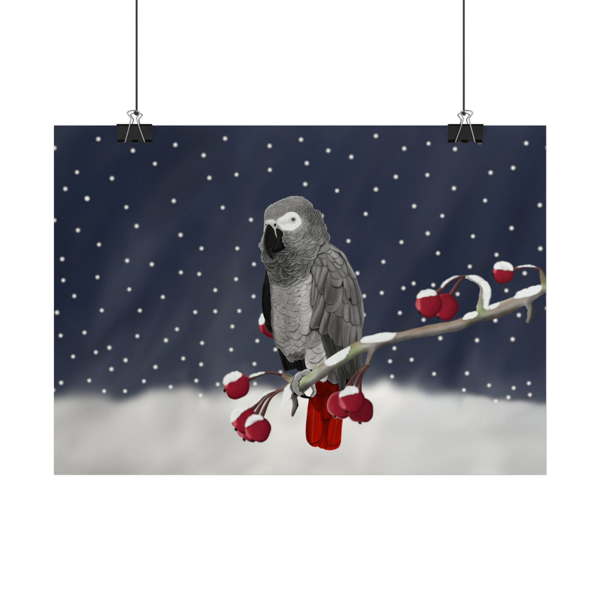 Graupapagei auf einem Vogel Poster – Glossy, Home & Living