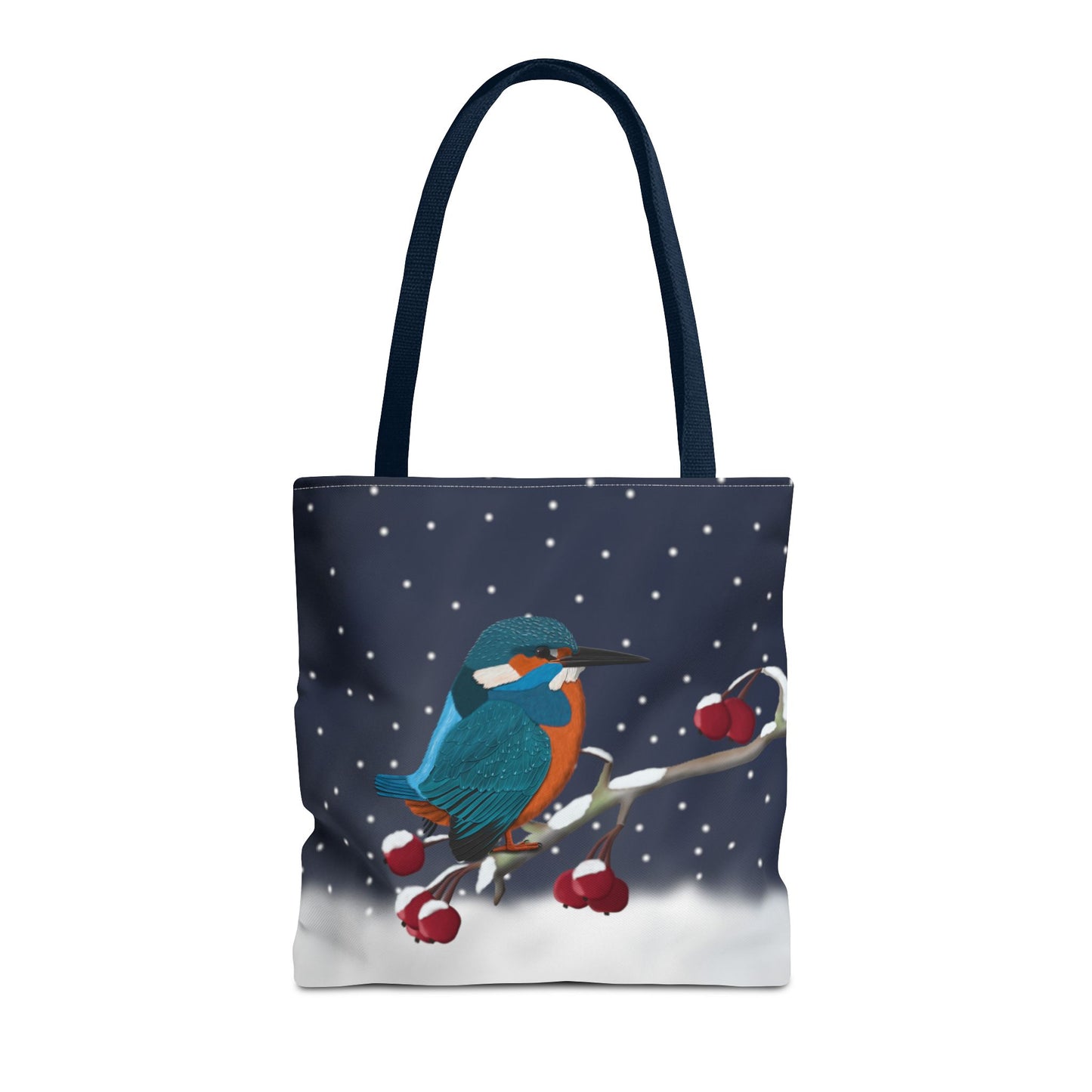 Eisvogel auf einem Ast im Schnee Vogel Tragetasche – Accessories,