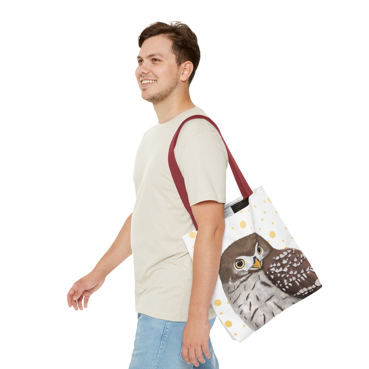 Eule mit Goldenen Tragetasche Accessories Hintergrund