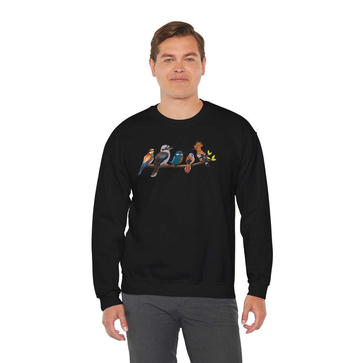 Vögel auf einem Ast Vogel Sweatshirt Wiedehopf Eisvogel Kookaburra – Animal Graphic Tee, Vogelmotiv