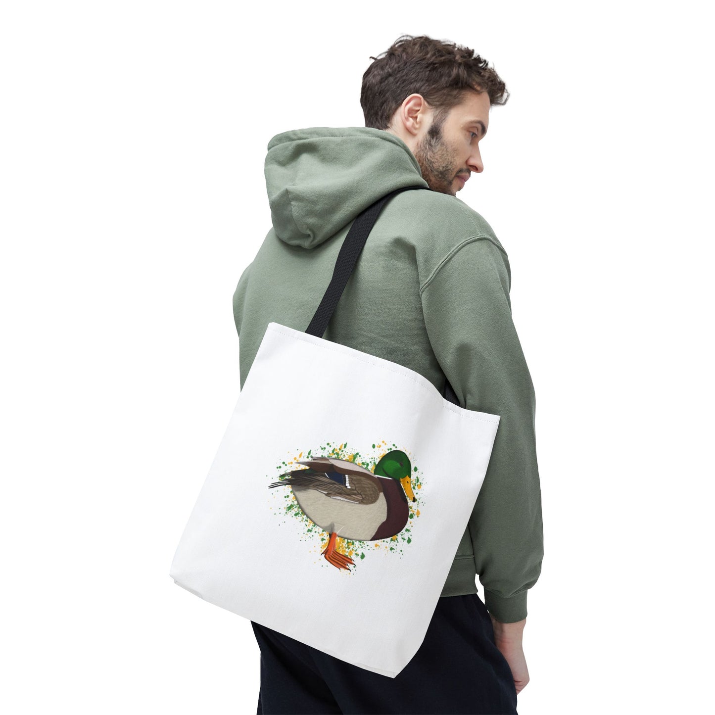 Stockente Tragetasche 40x40cm Vogel Tasche Weiß für Vogelbeobachter