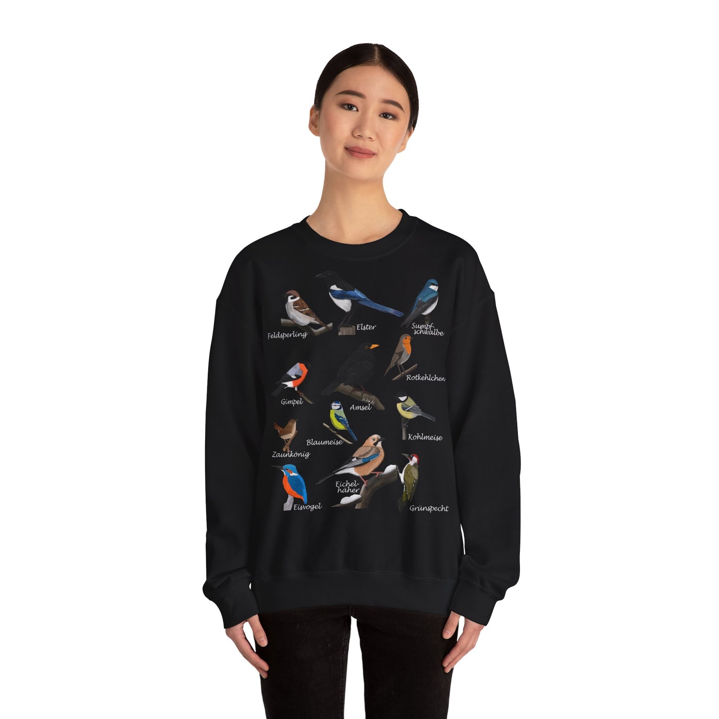 Gartenvögel Amsel Rotkehlchen Eisvogel Vogel Sweatshirt für Naturfreunde und Vogelbeobachter – Animal Graphic Tee, Vogelmotiv