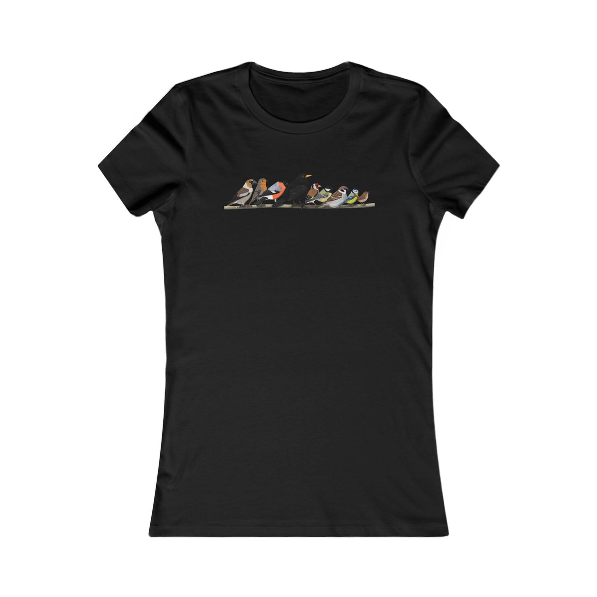 Amsel Rotkehlchen Zaunkönig auf einem Ast Vogel T-Shirt für Frauen Vogelfreunde und Vogelbeobachter