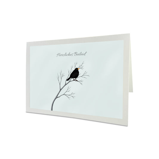 Amsel Trauerkarte Herzliches Beileid mit Umschlag