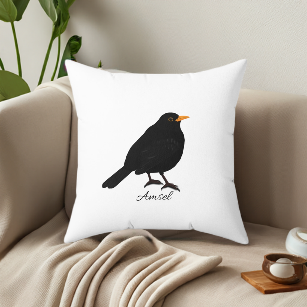 Amsel Vogelfreund Vogelbeobachter Vogel Kissen Weiß