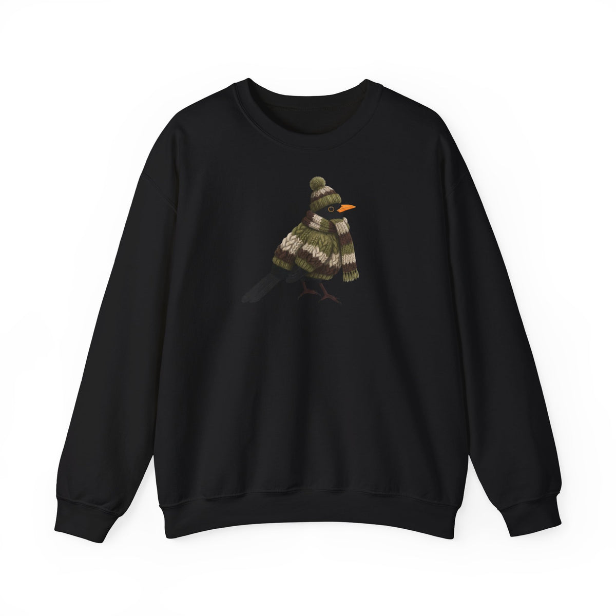 Amsel in Strick Weihnachts-Sweatshirt | Unisex Vogel Sweater für Vogelfreunde & Vogelbeobachter