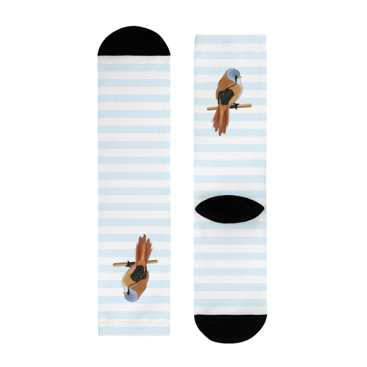 Bartmeise Vogel Socken mit Blau Weißen Streifen für Vogelfreunde & Vogelbeobachter