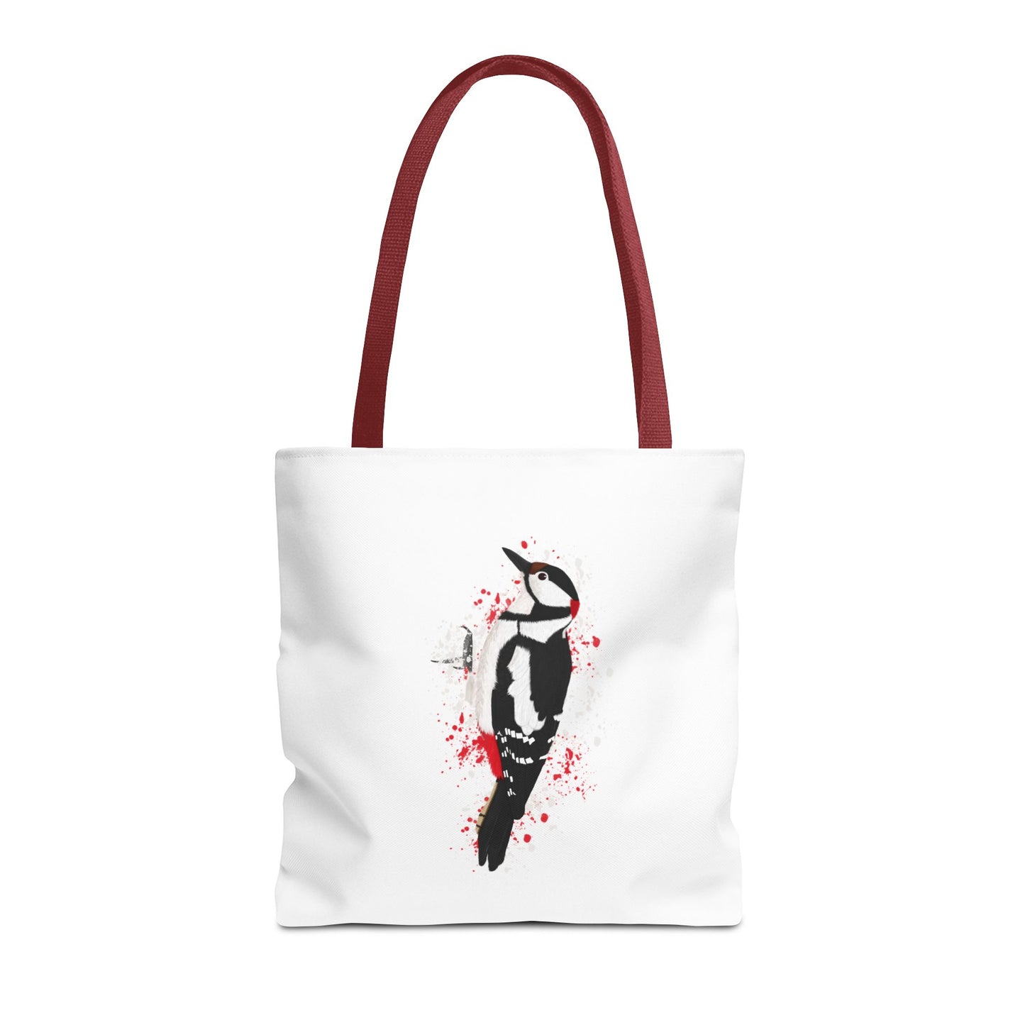 Buntspecht Tragetasche 40x40cm Vogel Tasche Weiß für Vogelbeobachter