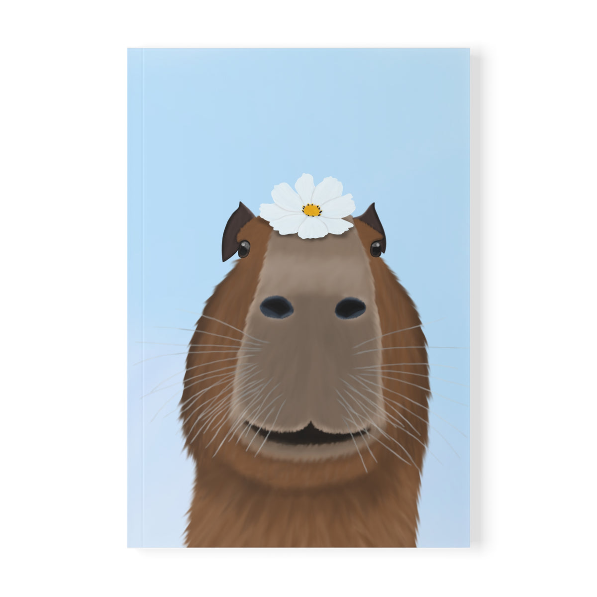 Capybara mit Blume A5 Softcover Notizbuch 150 Seiten Liniert
