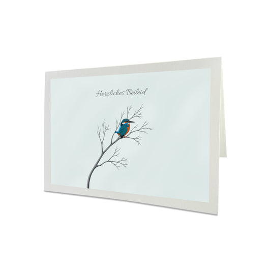 Eisvogel Trauerkarte Grün Herzliches Beileid Beileidskarte mit Umschlag