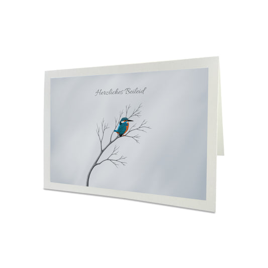 Eisvogel Trauerkarte Grau Herzliches Beileid Beileidskarte mit Umschlag