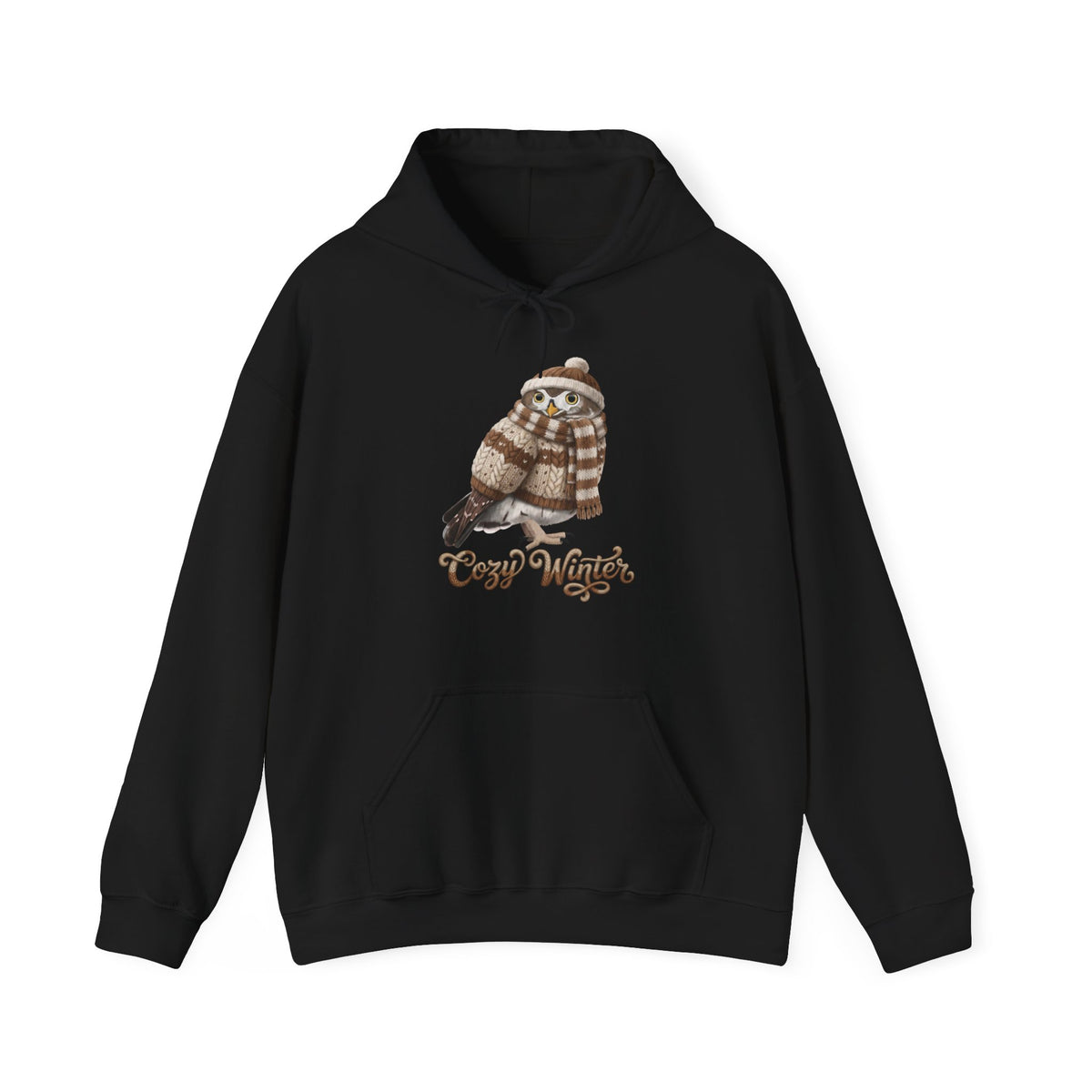 Eule mit Strickmütze Cozy Winter Hoodie - Vogel Kapuzenpullover für Vogelbeobachter & Naturliebhaber mit Vogelmotiv
