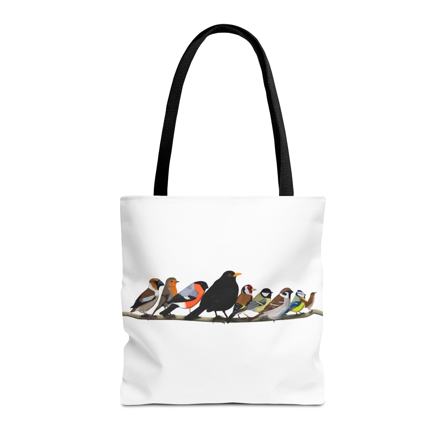 Gartenvögel auf einem Ast Tragetasche 40x40cm Amsel Rotkehlchen Zaunkönig Vogel Tasche